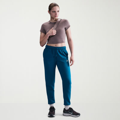 Nike Womens Drawstring Waist Cuffed Mid Rise Fleece Active Jogger Pant