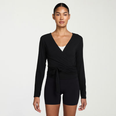 Nike Womens Y Neck Long Sleeve Wrap Shirt