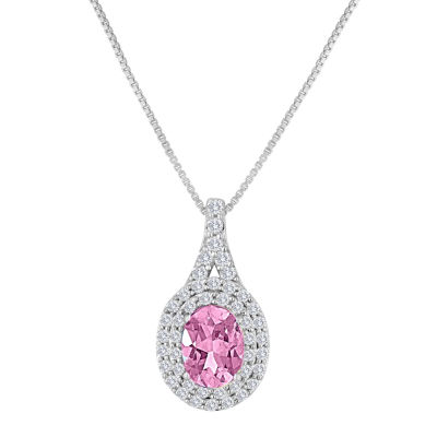 Lab Created Pink & White Sapphire Sterling Silver Pendant Necklace ...