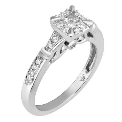 Womens 1/2 CT. T.W. Genuine White Diamond 10K Gold Engagement Ring