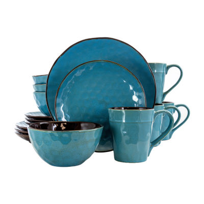 Elama Sea Glass 16-pc. Stoneware Dinnerware Set, Color: Blue - JCPenney