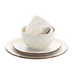Elama White Lily 16-pc. Stoneware Dinnerware Set