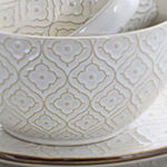 Elama White Lily 16-pc. Stoneware Dinnerware Set