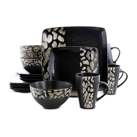 Elama Savannah 16-pc. Stoneware Dinnerware Set, One Size, Black