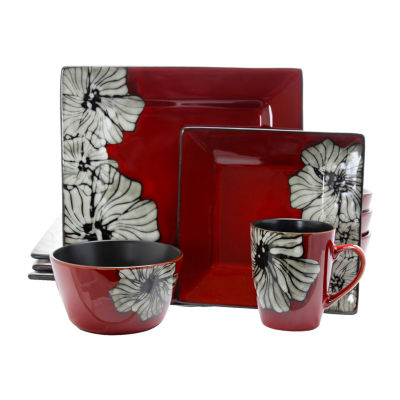 Elama Winter Bloom 16-pc. Stoneware Dinnerware Set