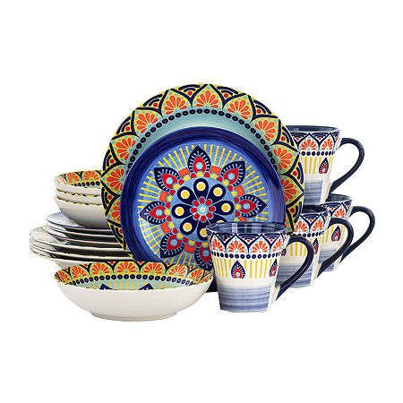 Elama Zen Blue Mozaik 16-pc. Stoneware Dinnerware Set, One Size, Blue