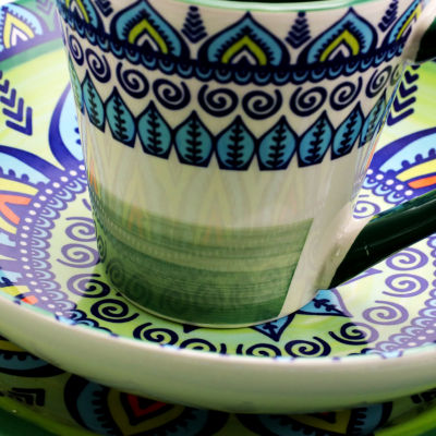 Elama Zen Green Mozaik 16-pc. Stoneware Dinnerware Set