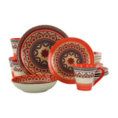 Elama Zen Rust Mozaik 16-pc. Stoneware Dinnerware Set