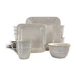Elama Ivory Lotus 16-pc. Stoneware Dinnerware Set