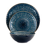 Elama Deep Sea Mozaic 16-pc. Stoneware Dinnerware Set