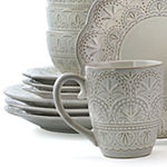 Elama White Lace 16-pc. Stoneware Dinnerware Set