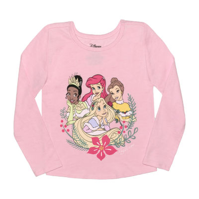 Okie Dokie Christmas Toddler Girls Crew Neck Princess Long Sleeve Graphic T- Shirt