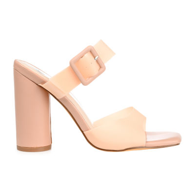 Journee Collection Luca Womens Round Open Toe Block Heel Pumps