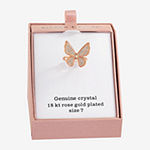 Sparkle Allure Crystal 18K Rose Gold Over Brass Butterfly Cocktail Ring