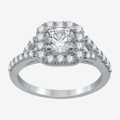 Yes, Please! Womens Lab Created White Sapphire Sterling Silver Cushion Cocktail Ring