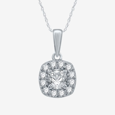 Limited Time Special! Womens Lab Created White Sapphire Sterling Silver Cushion Pendant Necklace