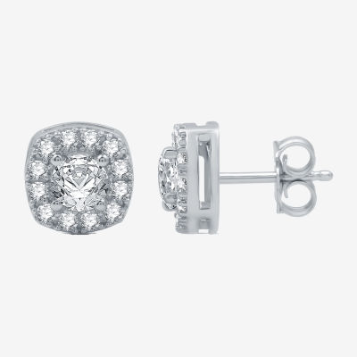 Yes, Please! Lab Created White Sapphire Sterling Silver 8.5mm Cushion Stud Earrings
