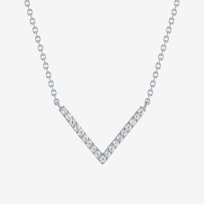 Diamond Addiction Womens 1/6 CT. T.W. Mined White Diamond Sterling Silver Chevron Necklaces