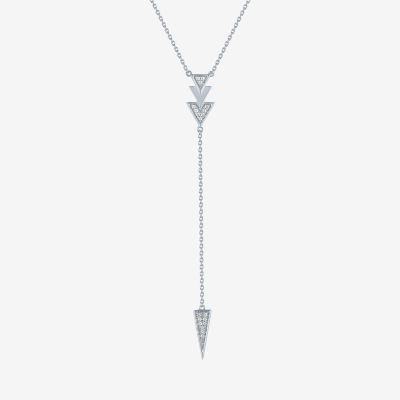 Diamond Addiction Lariat Style Womens 1/10 CT. T.W. Genuine White Diamond Triangle Y Necklace
