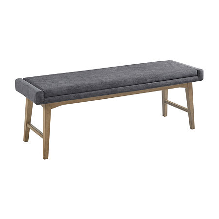 INK+IVY April Mid-Century Upholstered Bench, One Size, Gray