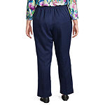 Alfred Dunner-Plus Short Happy Hour Womens Straight Pull-On Pants