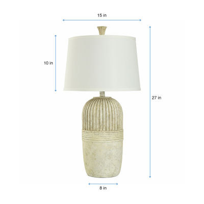 Collective Design By Stylecraft White Washed Pottery Style Table Lamp