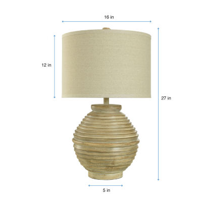 Collective Design By Stylecraft Round Stacked Wood Table Lamp