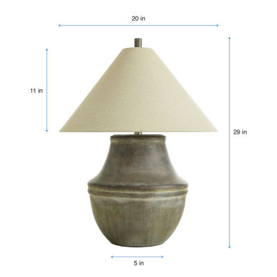 Collective Design By Stylecraft Large Pottery Coolie Shade Table Lamp