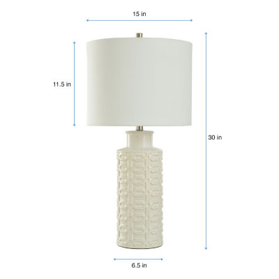 Collective Design By Stylecraft White Textured Ceramic Table Lamp