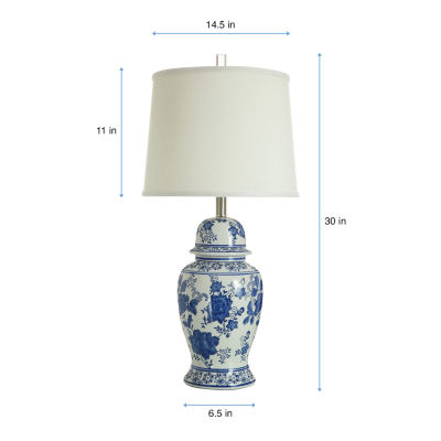 Collective Design By Stylecraft Blue And White Ginger Jar Table Lamp