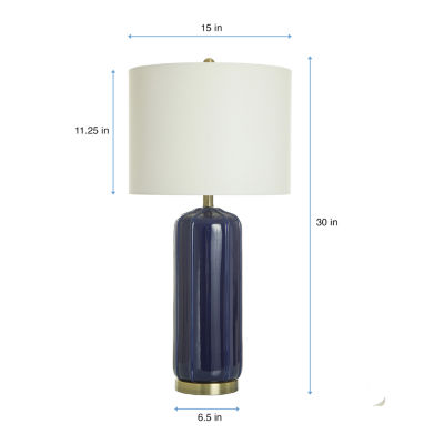 Collective Design By Stylecraft Navy Cylinder Ceramic Table Lamp