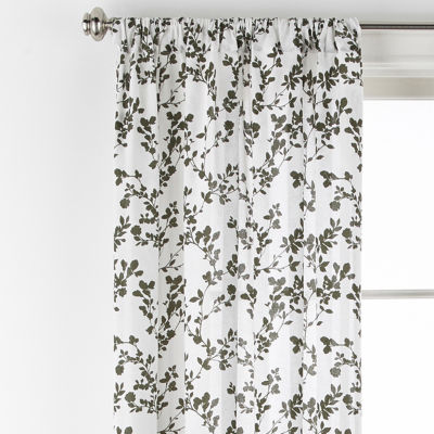 Linden Street Jameson Cotton Print Sheer Rod Pocket Single Curtain Panel