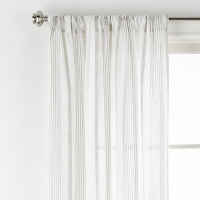 Linden Street Jameson Cotton Print Rod Pocket Sheer Single Curtain Panel