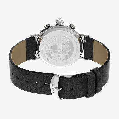Timex Standard Chrono Mens Chronograph Black Leather Strap Watch Tw2v71100vq