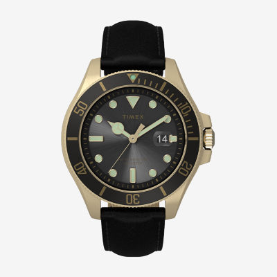 Timex Harborside Coast Mens Black Leather Strap Watch Tw2v42200vq