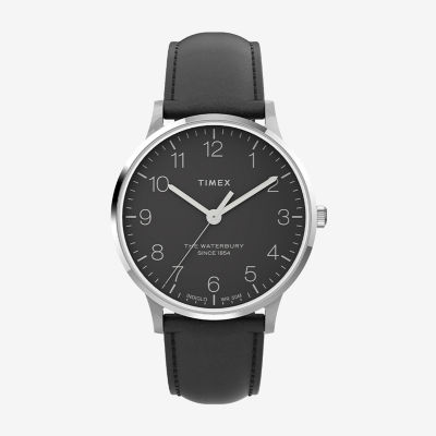 Timex Waterbury Classic Mens Black Leather Strap Watch Tw2v01500vq