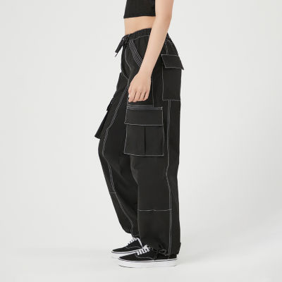 Black Denim Ankle Zip Girls Cargo Pants