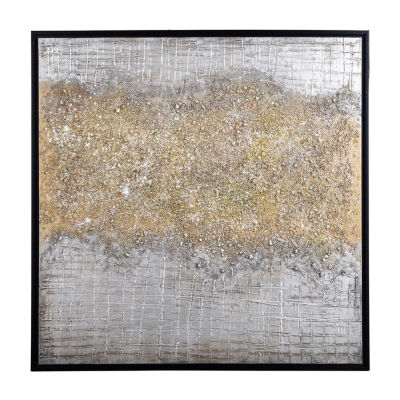 Stylecraft Hand Embellished Silver And Gold Rupture Canvas Art