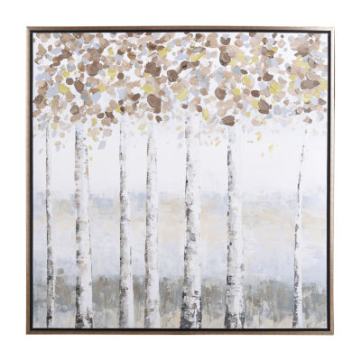 Stylecraft Textured Hand Painted Birch Tree Canvas Art