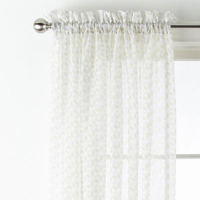 Home Expressions Lisette Geometric Print Sheer Rod Pocket Single Curtain Panel