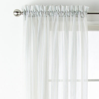 Home Expressions Lisette Stripe Print Sheer Rod Pocket Single Curtain Panel