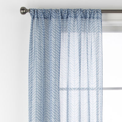 Home Expressions Remy Chevron Rod Pocket Sheer Single Curtain Panels