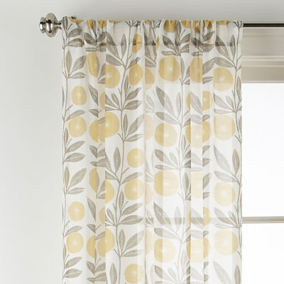 Home Expressions Remy Floral Sheer Rod Pocket Single Curtain Panel