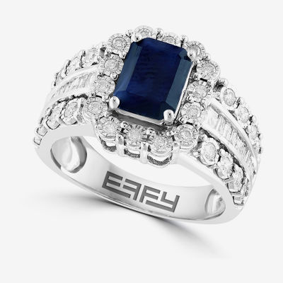 Effy Final Call Womens 5/8 CT. T.W. Genuine Blue Sapphire 14K White Gold Side Stone Cocktail Ring