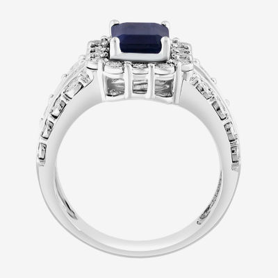 Effy Final Call Womens 5/8 CT. T.W. Genuine Blue Sapphire 14K White Gold Side Stone Cocktail Ring