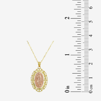 Womens 14K Gold Lady of Guadalupe Oval Pendant