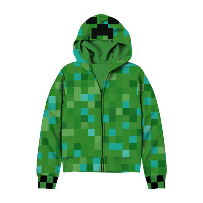 Little & Big Boys Minecraft Fleece Zipper Hoodie, Color: Green - JCPenney