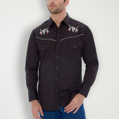 Men's Ely Cattleman Long Sleeve Washed Denim Western Snap Shirt