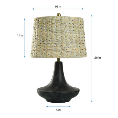 Collective Design By Stylecraft Black Base With Hyacinth Shade Table Lamp