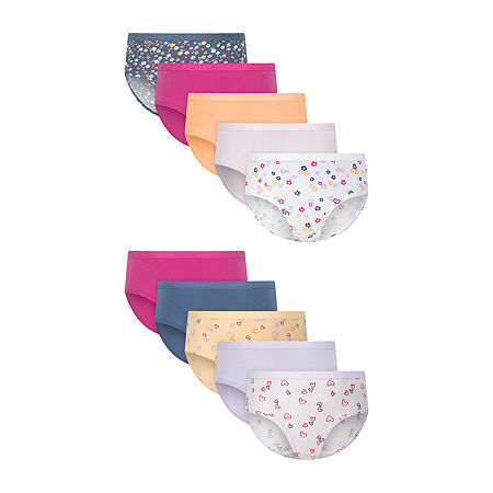 Hanes Big Kid Girls 10 Pack Briefs Gucsb1 In Purple